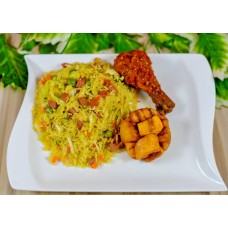 Fried rice+pepper chicken+plantain