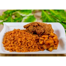 Jollof rice+crunchy chicken+plantain