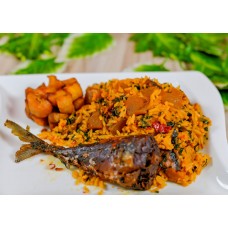 Village rice+ titus fish+plantain