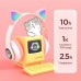 Cute cat headphones bluetooth girls glowing wireless earphones with built-in mic,  mp3 player- pink