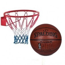 Wall hanging basketball hoop rim net & basketball