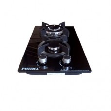 Phiima 2 gas burner ceramic built in hob - black