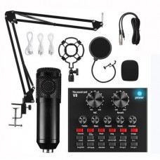 Microphone with v8 sound card bm800 kit, condenser stand