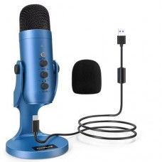 Zealsound usb condenser microphone studio recording mic for pc computer streaming video gaming podcasting vocal black blue color