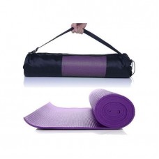 Thick purple yoga mat with carrying bag