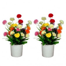 Artificial carnation round table vase 2pcs