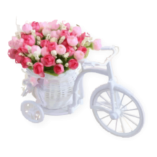 White artificial plastic bicycle with colourful flowers