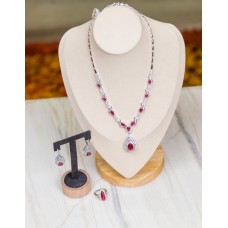 Full set silver with red stone costume jewellery code: 20210311_131140