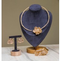 Full set gold with rose design - costume jewellery