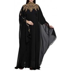Women kaftan  long maxi dress long sleeves with belt and scarf