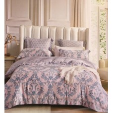 Cotton bed sheet - pink & grey