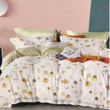 Cotton bed sheet - cream & orange