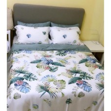 Cotton bed sheet - grey & white