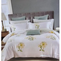 Cotton bed sheet - green & white