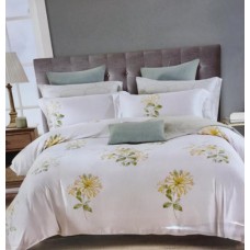 Cotton bed sheet - green & white