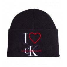 Calvin klein ckj front monogram beanie w knitted hat-black beauty
