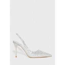 Shimmer cutout pointed stiletto heel pump shoe
