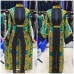 Mixed print  long sleeve abaya cardigan cover with belt