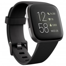 Fitbit versa 2 health and fitness smartwatch black/carbon aluminum