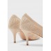 Printed knit pointed stiletto pump heel shoe nude