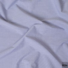 Blue and white blended cotton shirting fabric in checks design