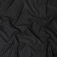 Black blended cotton shirting fabric with white weave in stripe design