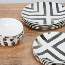 Zebra printed 12-piece dinner set