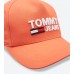 Tommy jeans logo embroidered detail snap back closure cap - orange