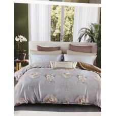 Cotton bed sheet - grey & brown