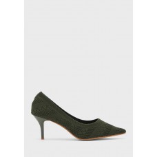 Printed knit pointed stiletto pump heel shoe - ginger green