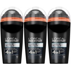 L'oreal men expert (pack of 3) carbon protect roll-on x 50 ml