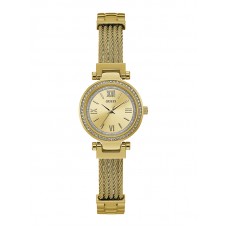 Guess analog quartz watch for women with stainless steel band, water resistant, w1009l2, gold