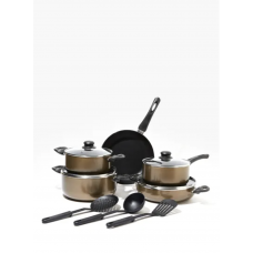 Amal non-stick aluminium cookware set bronze 12-piece