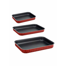 Tefal 3-piece les specialistes rectangular oven dish set red/black 31 x 24, 37 x 27, 41 x 29cm