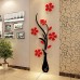 Retro vase flower tree pattern diy home room tv-red black