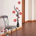 Retro vase flower tree pattern diy home room tv-red black