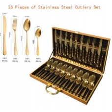 Set of 32pcs gold plated cutlery spoon fork and knife