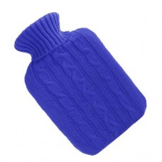 Large 2l knitted rubber hot water bottles bag cover warm keeping blue