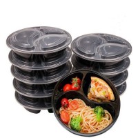 10pcs 3-compartment food plastic container + cover