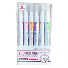 Outline pen glitter two-line pens in 6 colors greeting card