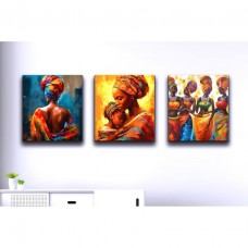 3pcs stickable wall frame art decor_african woman