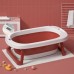 Foldable baby bathtub with thermometer and bath cushion red