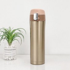 Thermo insulated stainless steel travel bottle water cup vacuum cup school home tea coffee drink bottle cup for office gold 500m