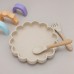Bpa free children's tableware oval lace cute food plates waterproof bowl plates solid color spoon fork set baby stuff