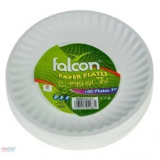 Falcon 100pcs white disposable food plates - "7"
