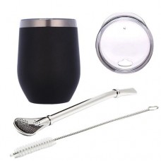 Double-wall stainless yerba gourd mate tea set water mate