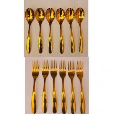Gold plated stainless steel spoon & fork