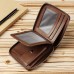 Men leather wallet portable short wallet men-dark brown
