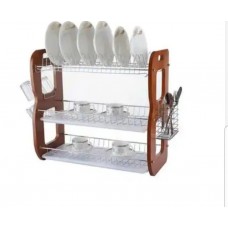 3 layer wooden dish drainer with utensils holder 