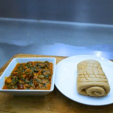 Oha soup with oat meal and  boneless fish